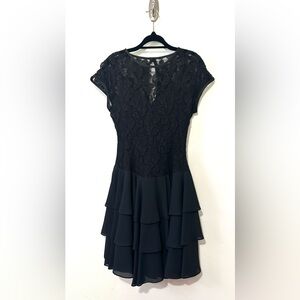 Vintage Late Edition Dress 10‎ Petite Y2K Black Floral Lace Whimsigoth Tiered
